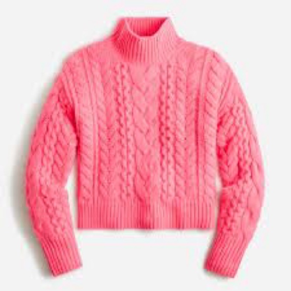 J. Crew Cashmere Cropped Cable-knit Turtleneck Sweater